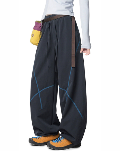Outdoor Unisex Contrast Stitch Drape Hiking Pants