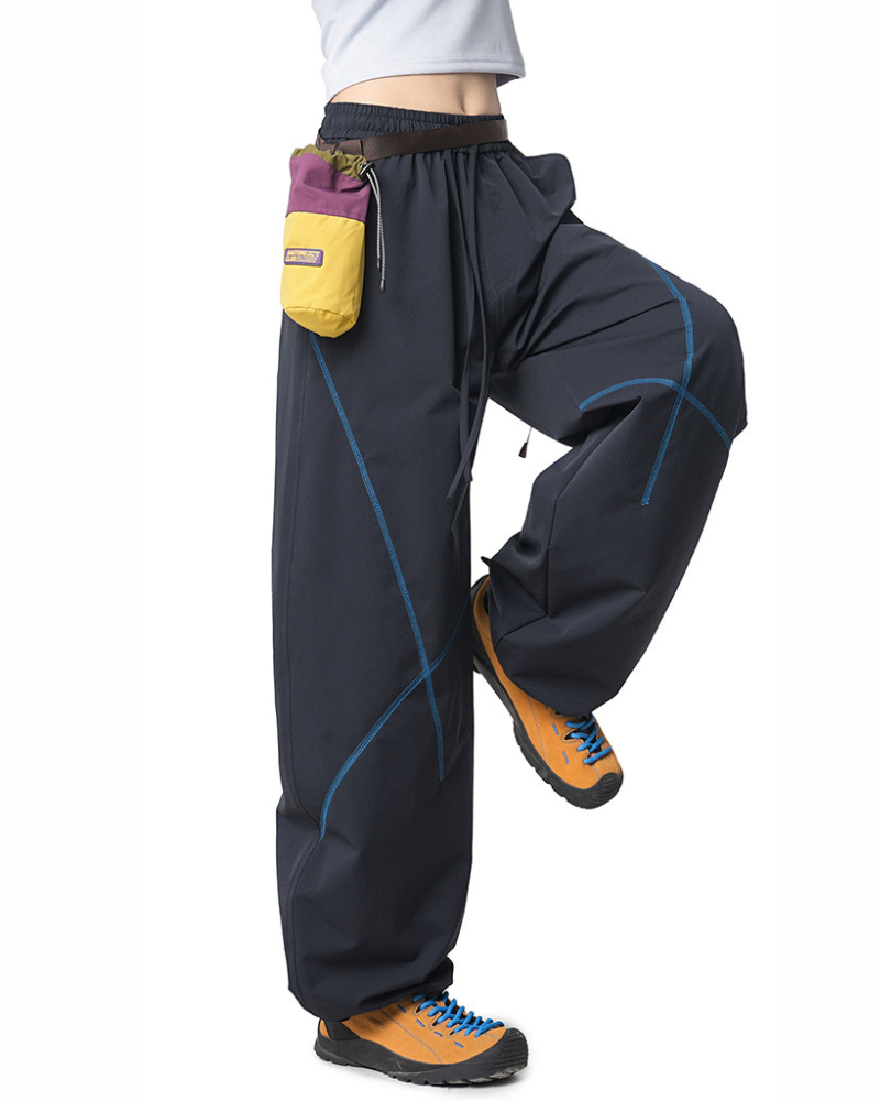 Outdoor Unisex Contrast Stitch Drape Hiking Pants