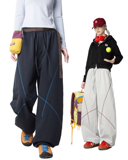 Outdoor Unisex Contrast Stitch Drape Hiking Pants