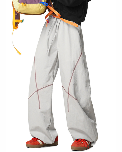 Outdoor Unisex Contrast Stitch Drape Hiking Pants