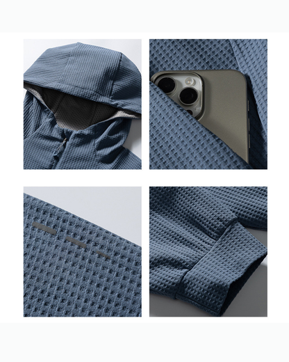 Outdoor Unisex Waffle Knit  Hiking Cycling Sports Hoodie
