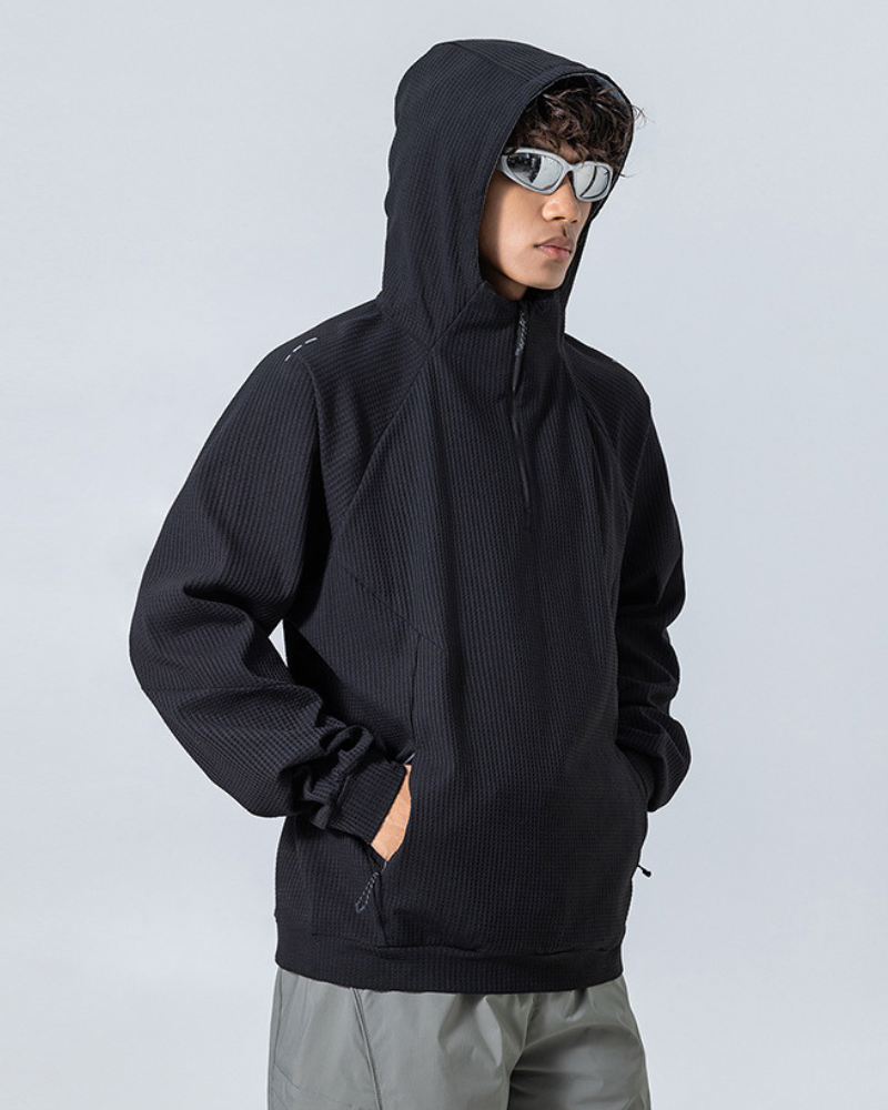 Outdoor Unisex Waffle Knit  Hiking Cycling Sports Hoodie