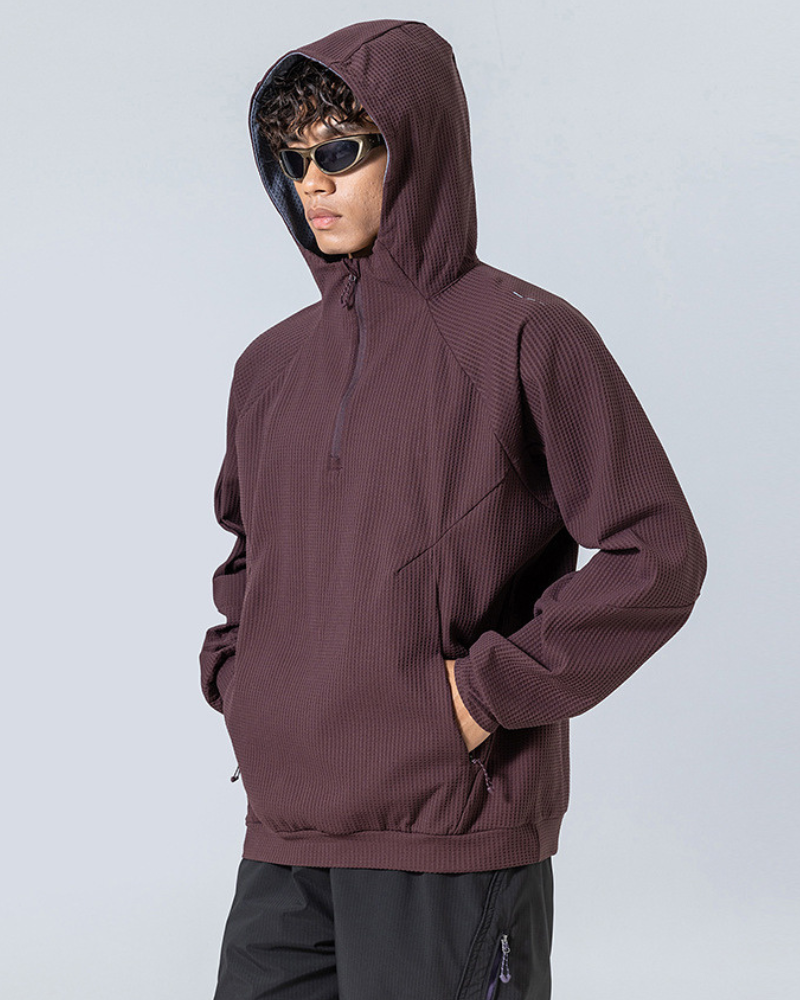 Outdoor Unisex Waffle Knit  Hiking Cycling Sports Hoodie