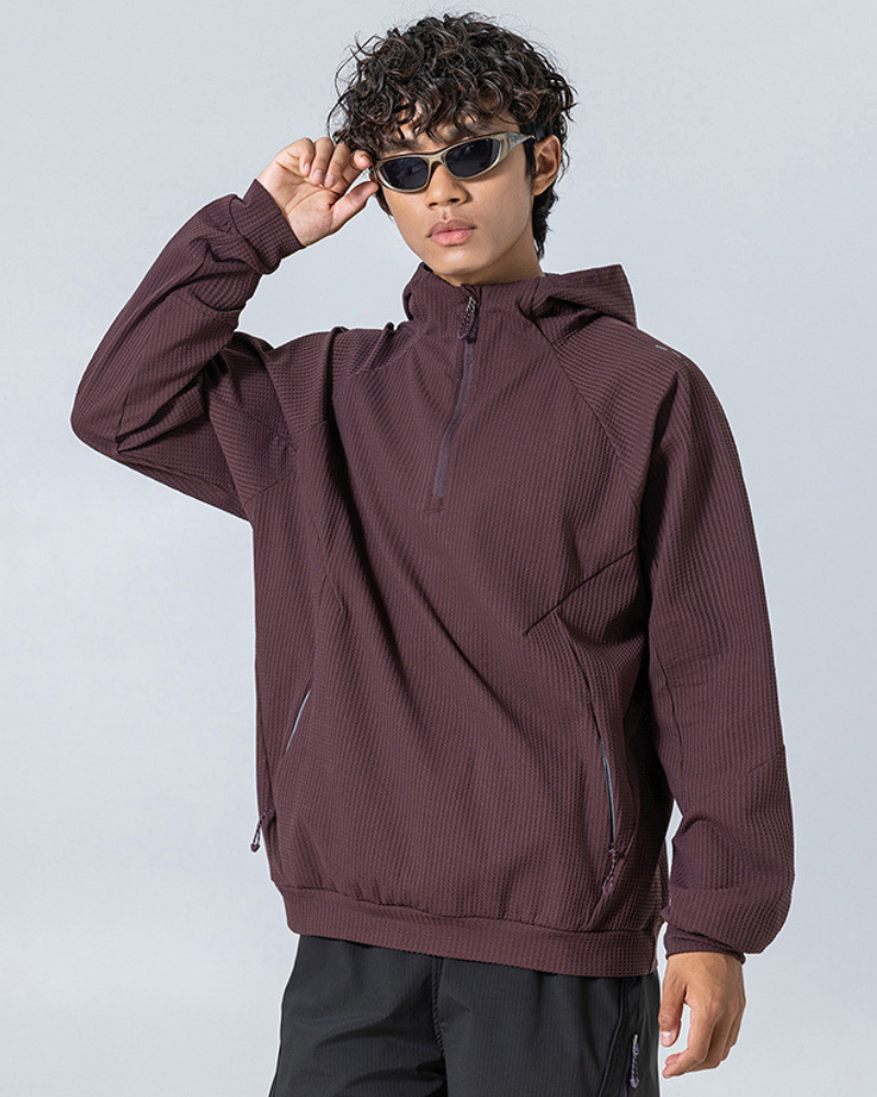Outdoor Unisex Waffle Knit  Hiking Cycling Sports Hoodie
