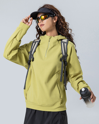Outdoor Unisex Waffle Knit  Hiking Cycling Sports Hoodie
