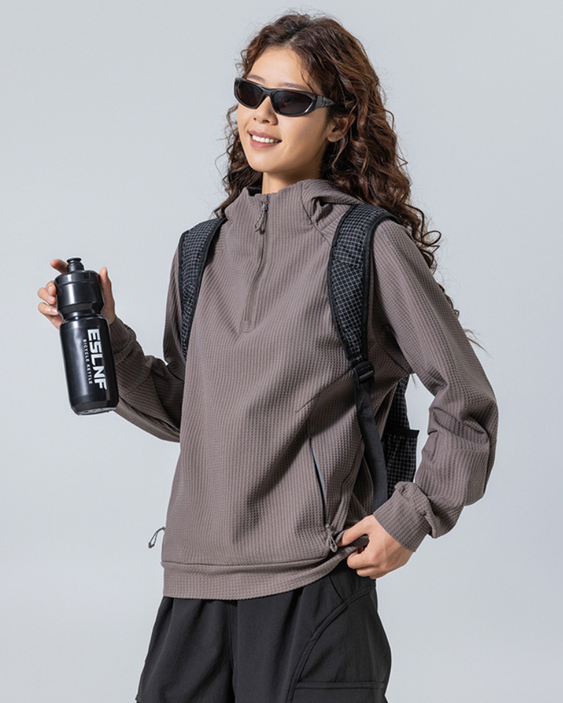 Outdoor Unisex Waffle Knit  Hiking Cycling Sports Hoodie