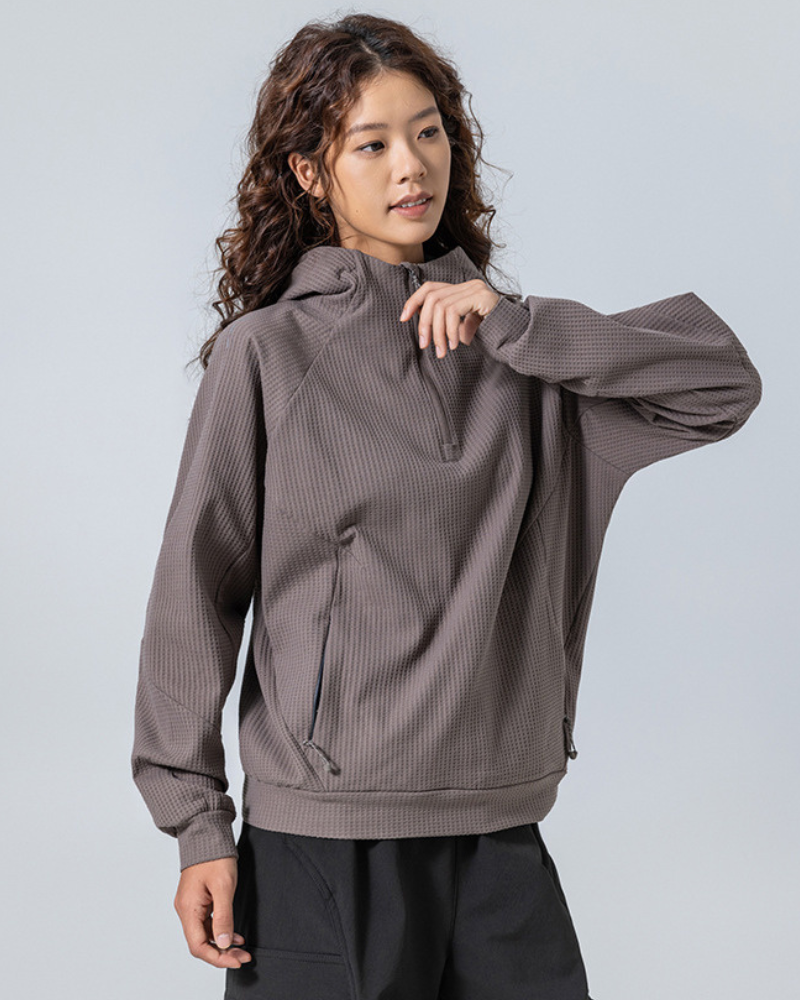 Outdoor Unisex Waffle Knit  Hiking Cycling Sports Hoodie