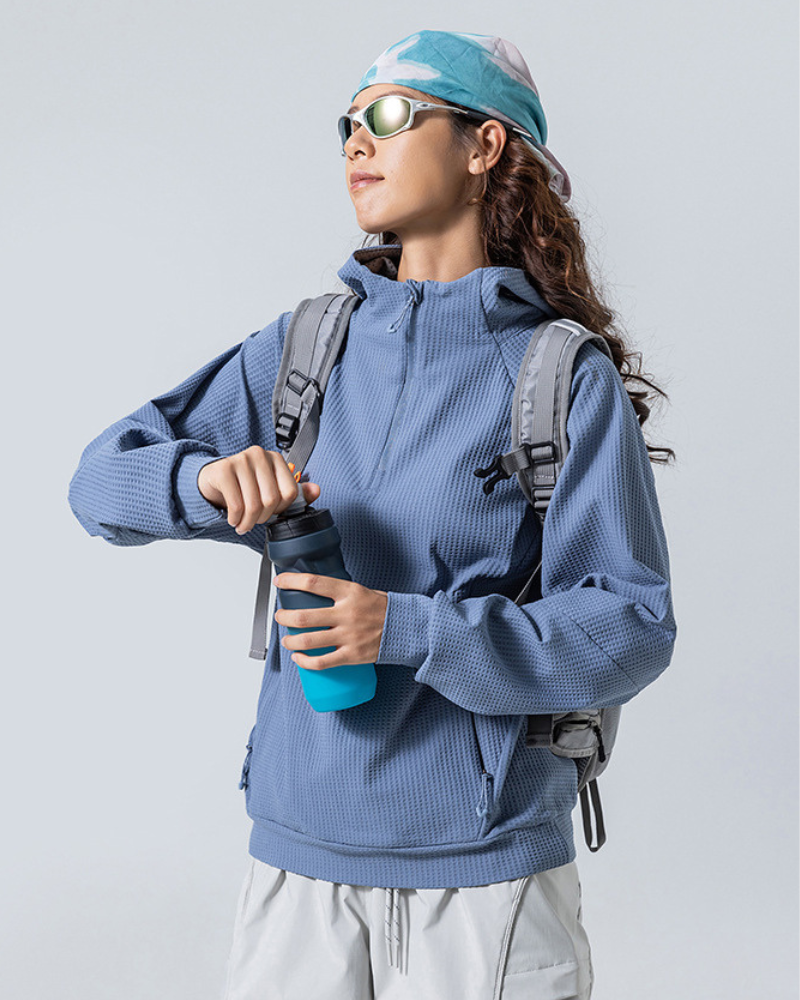 Outdoor Unisex Waffle Knit  Hiking Cycling Sports Hoodie