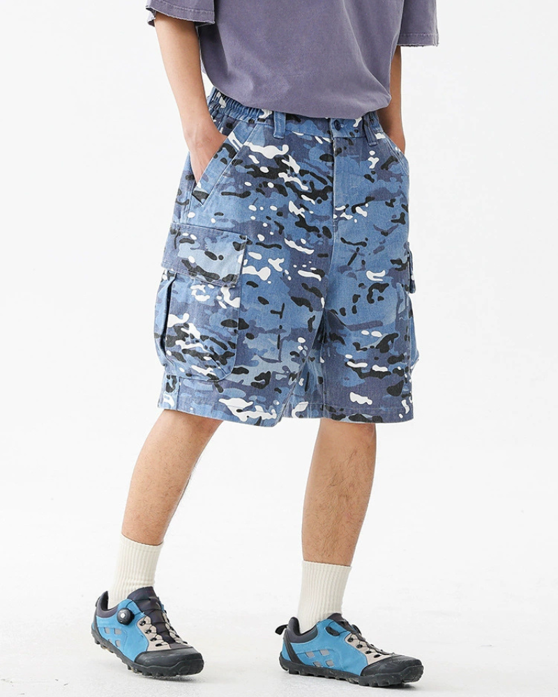 Outdoor Wear-resistant Hiking Cargo Camo Shorts