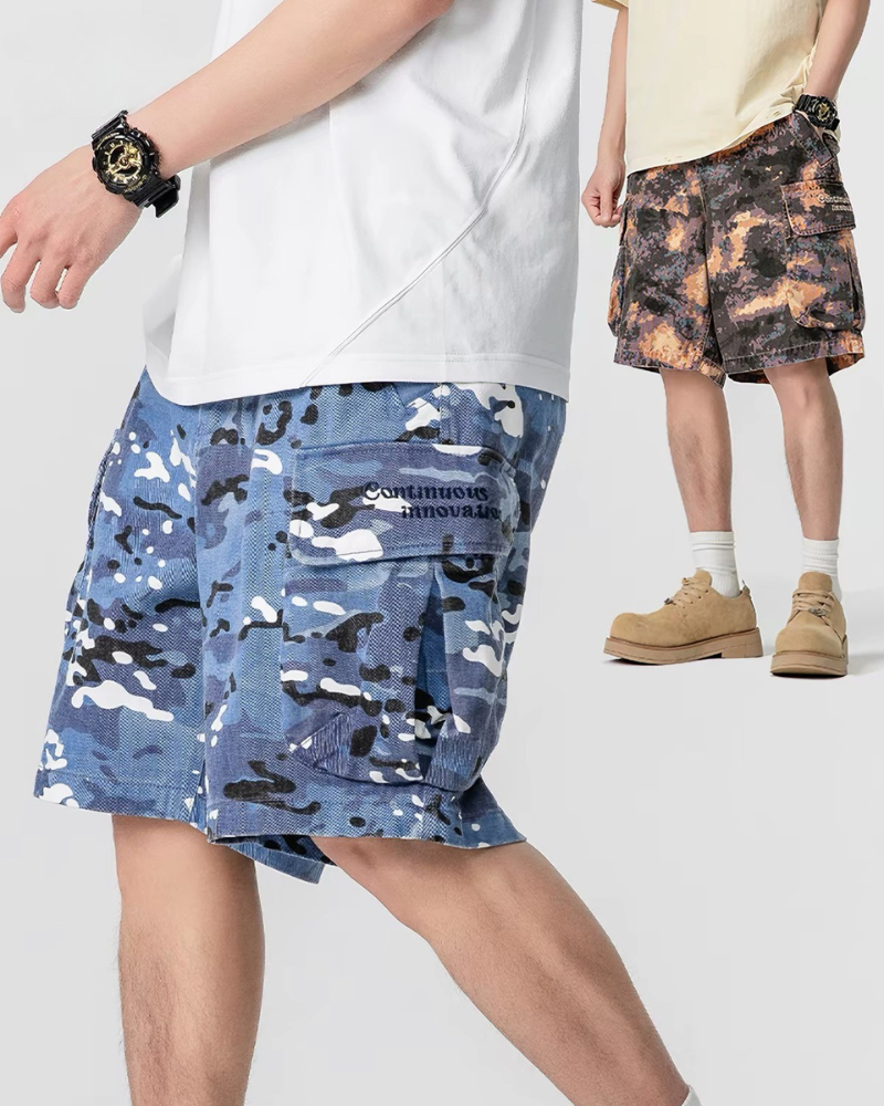 Outdoor Wear-resistant Hiking Cargo Camo Shorts