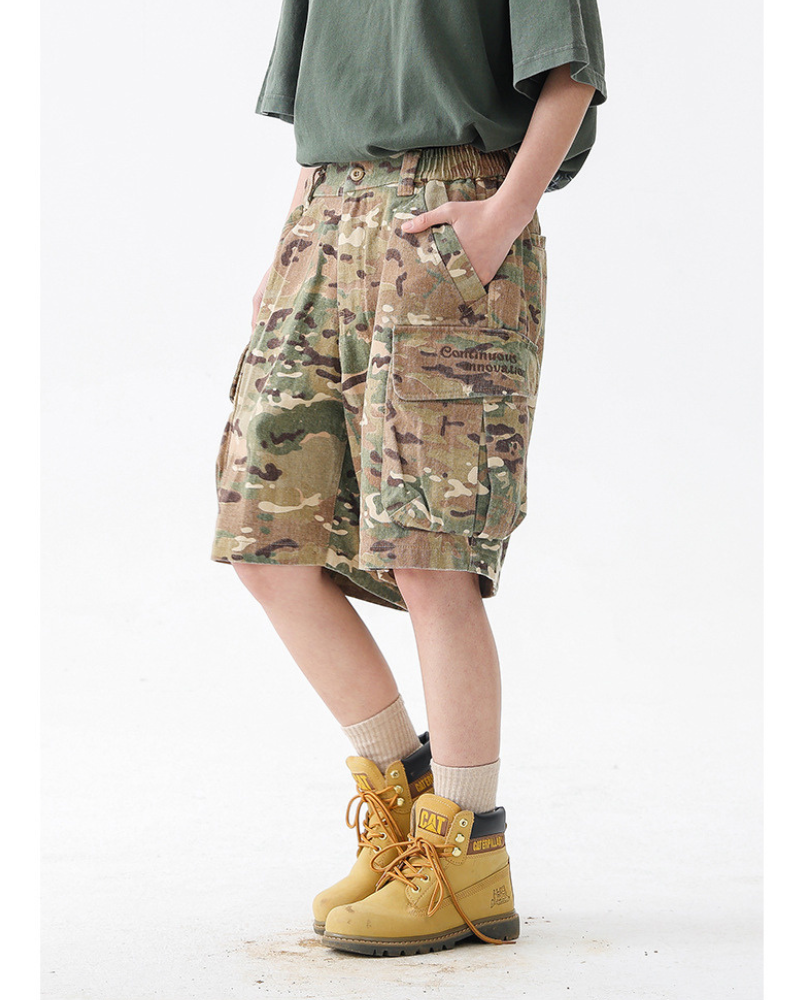 Outdoor Wear-resistant Hiking Cargo Camo Shorts