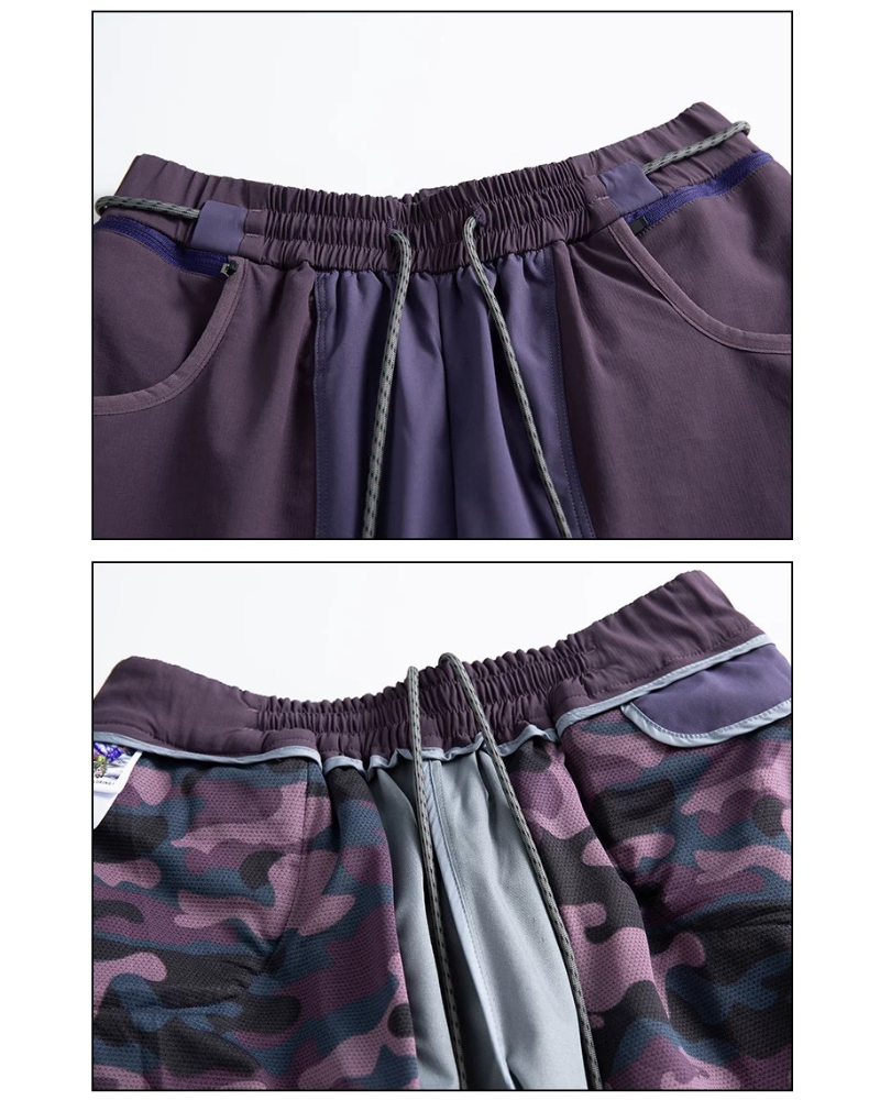 Outdoor Windproof Paneled Wide-Leg Hiking Pants