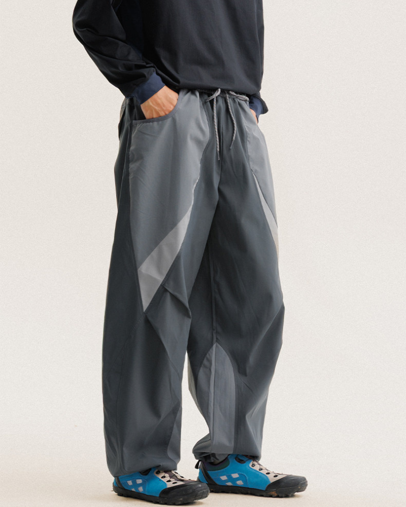 Outdoor Windproof Paneled Wide-Leg Hiking Pants
