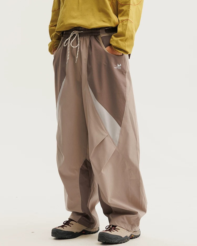 Outdoor Windproof Paneled Wide-Leg Hiking Pants