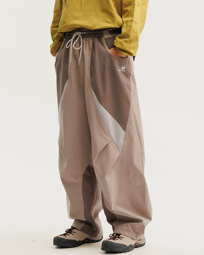 Outdoor Windproof Paneled Wide-Leg Hiking Pants
