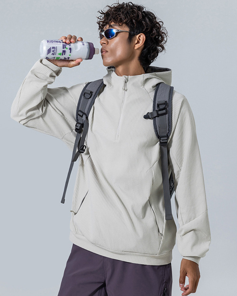Outdoor Unisex Waffle Knit  Hiking Cycling Sports Hoodie