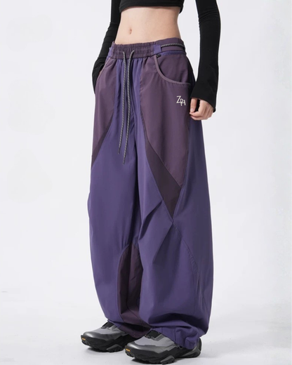 Outdoor Unisex Windproof Paneled Wide-Leg Hiking Pants