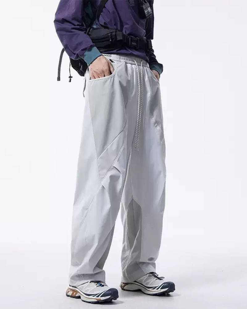 Outdoor Windproof Paneled Wide-Leg Hiking Pants