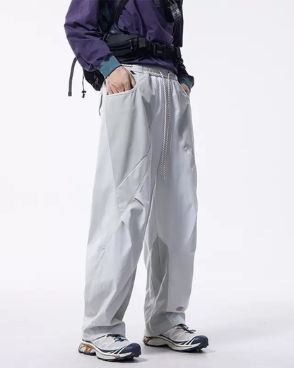 Outdoor Windproof Paneled Wide-Leg Hiking Pants