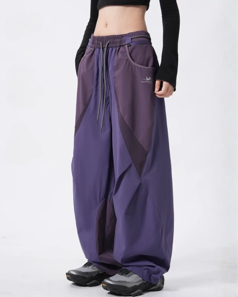 Outdoor Windproof Paneled Wide-Leg Hiking Pants