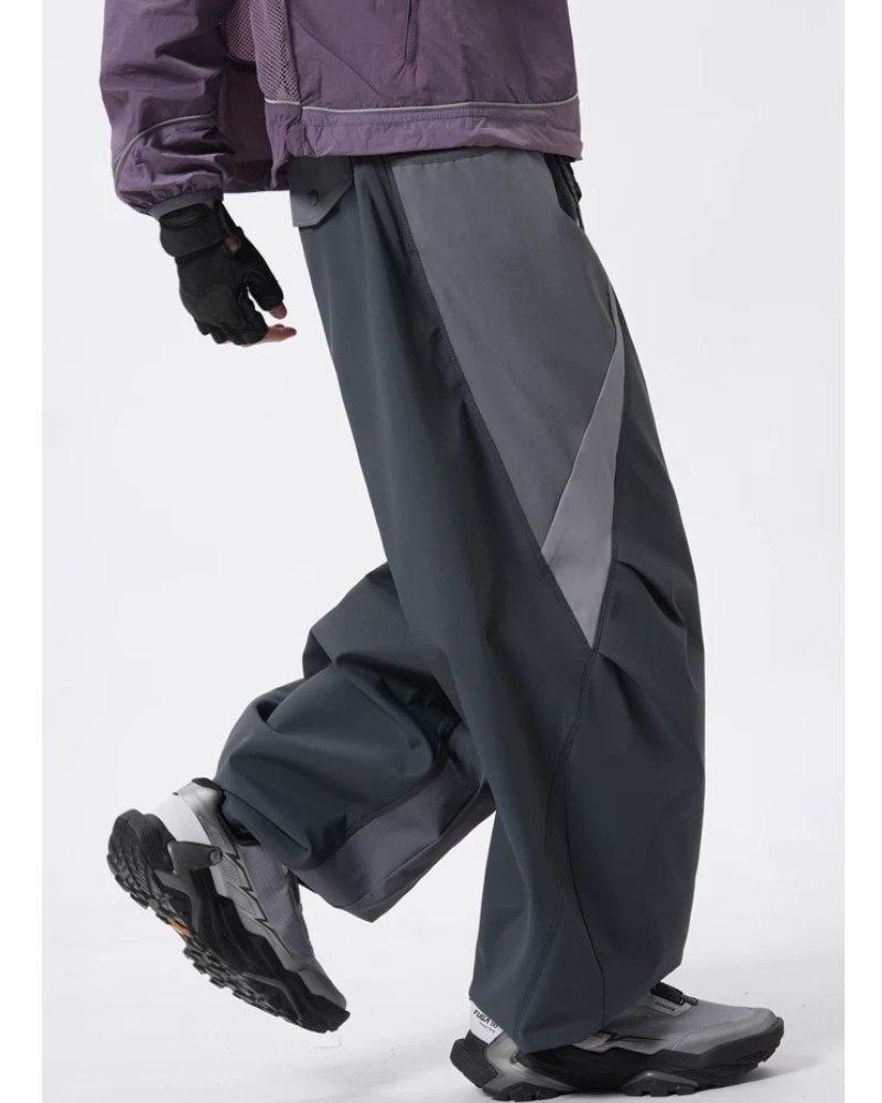 Outdoor Windproof Paneled Wide-Leg Hiking Pants