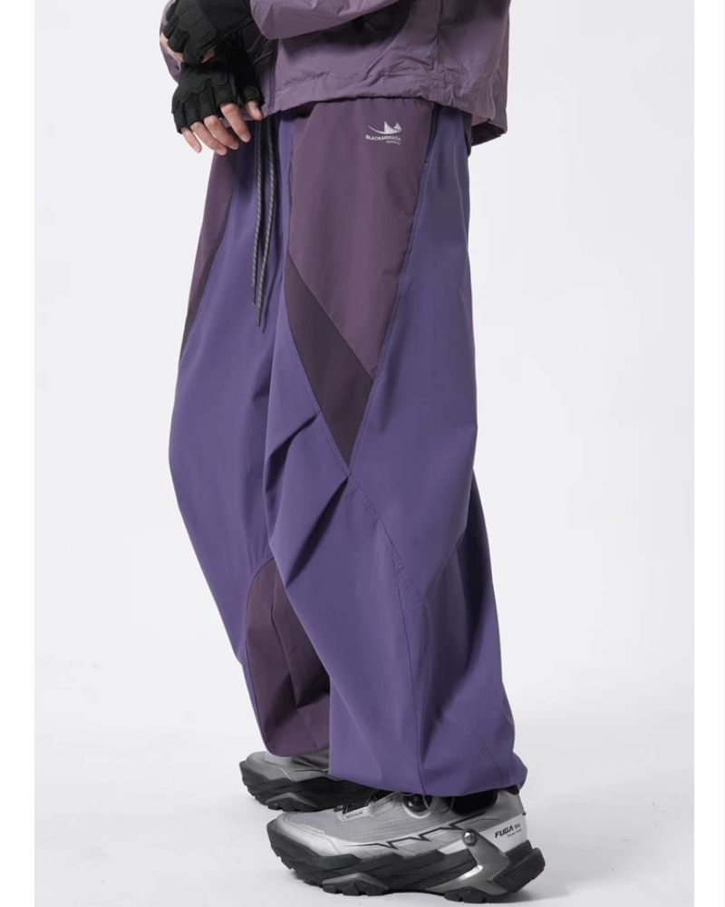 Outdoor Windproof Paneled Wide-Leg Hiking Pants