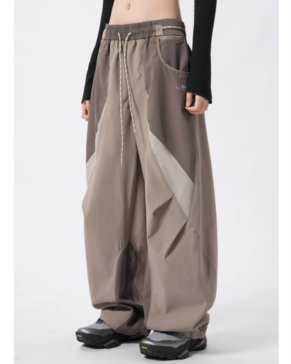 Outdoor Windproof Paneled Wide-Leg Hiking Pants
