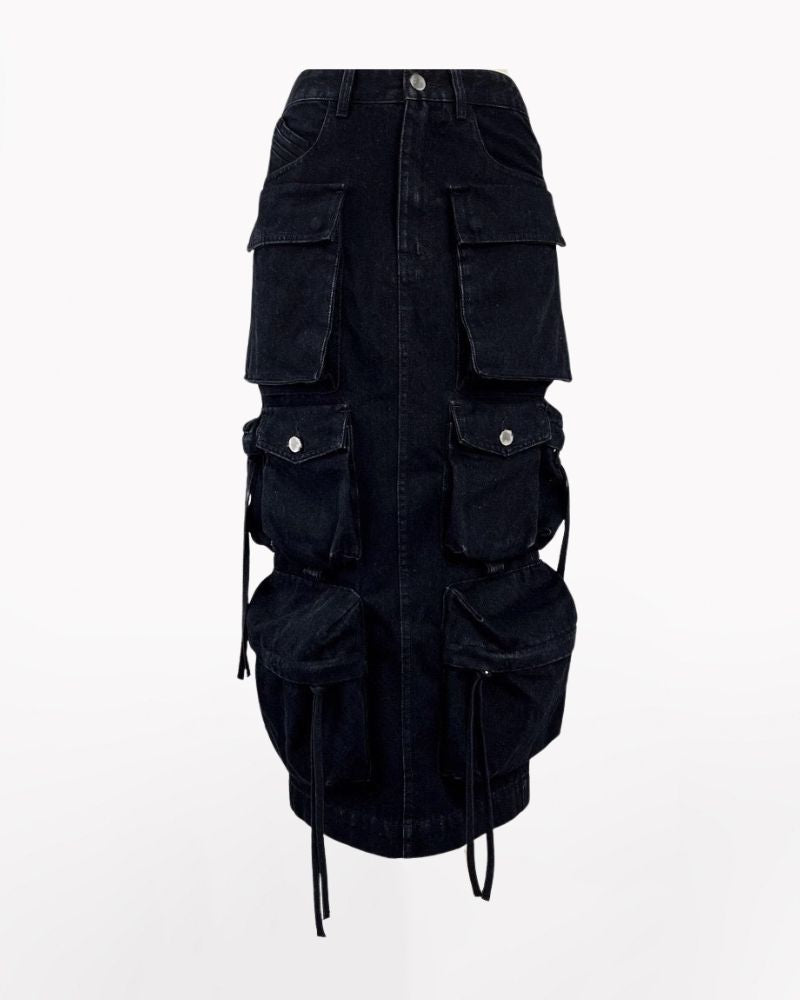 denim cargo skirt,denim long skirt,cargo skirt,black cargo skirt,cargo maxi skirt,cargo skirt long,long cargo skirt,cargo skirt outfit,,a line skirt,techwear outfits,techwear fashion,casual techwear,techwear girls,techwear skirt,techwear women