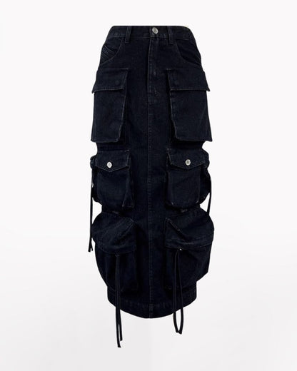 denim cargo skirt,denim long skirt,cargo skirt,black cargo skirt,cargo maxi skirt,cargo skirt long,long cargo skirt,cargo skirt outfit,,a line skirt,techwear outfits,techwear fashion,casual techwear,techwear girls,techwear skirt,techwear women