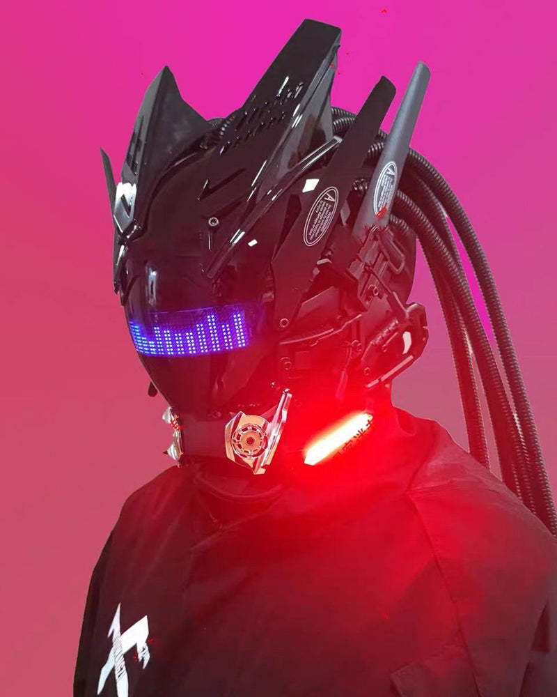 Over the Rainbow Rhythm Cyberpunk Helmet Mask ( Customizable Text And Image Available)