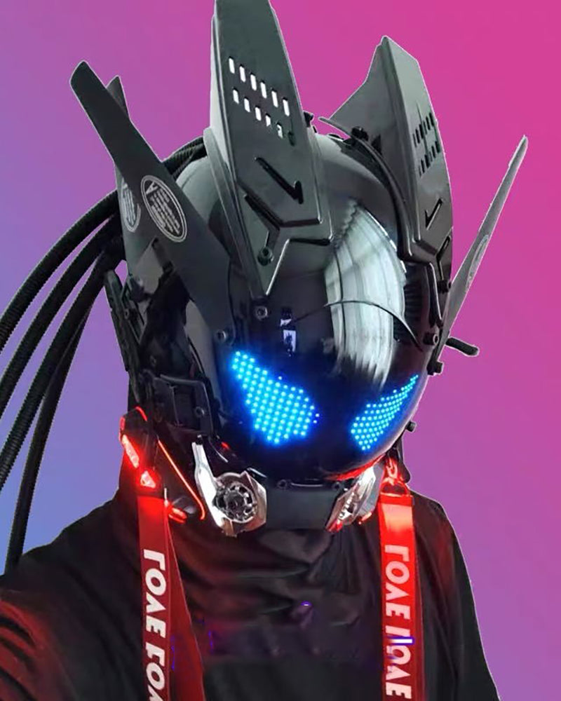 cyber motorcycle helmet accessories Over the Rainbow Rhythm Cyberpunk Helmet Mask ( Customizable Text And – Techwear Official