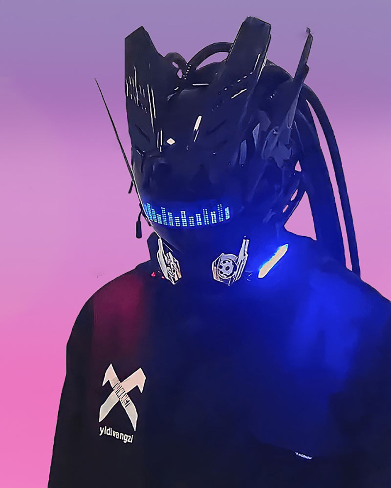 Over the Rainbow Rhythm Cyberpunk Mask ( Customizable Text And Image Available) | Cyberpunk Helmet|Halloween Costume
