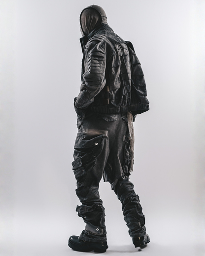 Post-Apocalyptic 3D Arc-Studded Distressed Cargo Pants