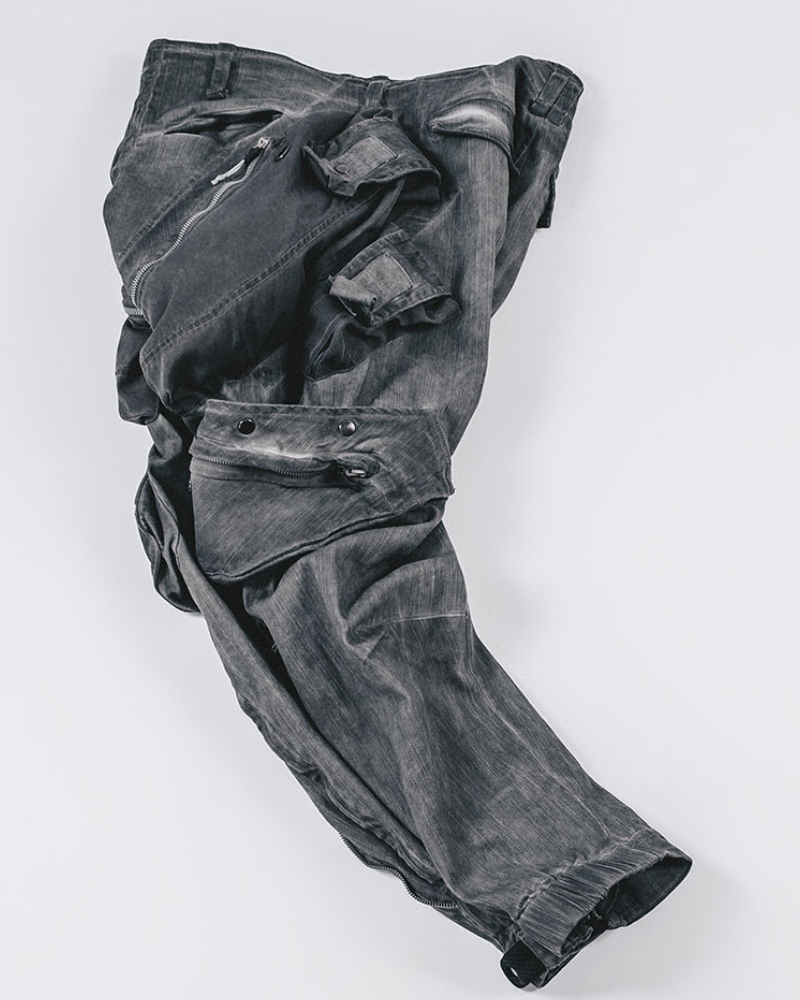 Post-Apocalyptic Dark-Wash Multi-Pocket Cargo Pants