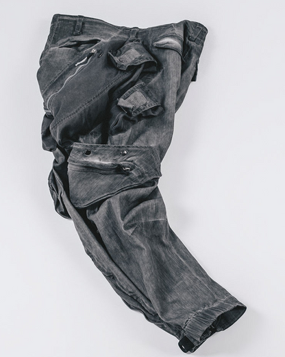 Post-Apocalyptic Dark-Wash Multi-Pocket Cargo Pants