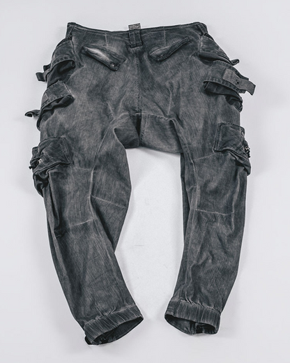 Post-Apocalyptic Dark-Wash Multi-Pocket Cargo Pants