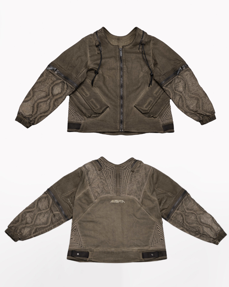 Post-Apocalyptic Distressed Removable Sleeve Utility Jacket