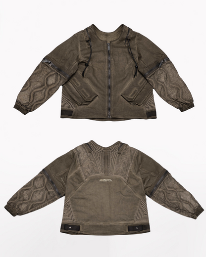 Post-Apocalyptic Distressed Removable Sleeve Utility Jacket