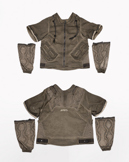 Post-Apocalyptic Distressed Removable Sleeve Utility Jacket