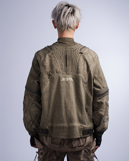 Post-Apocalyptic Distressed Removable Sleeve Utility Jacket