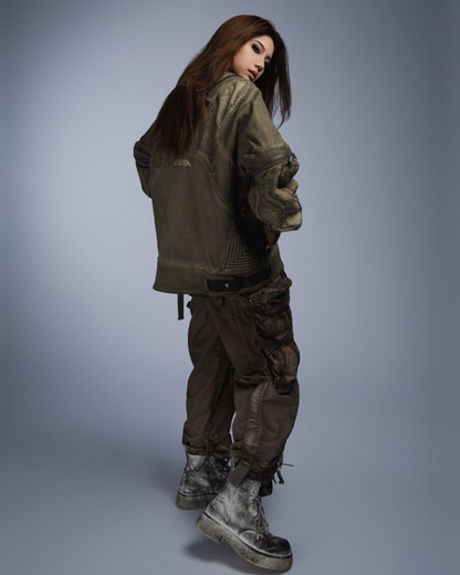 Post-Apocalyptic Distressed Removable Sleeve Utility Jacket