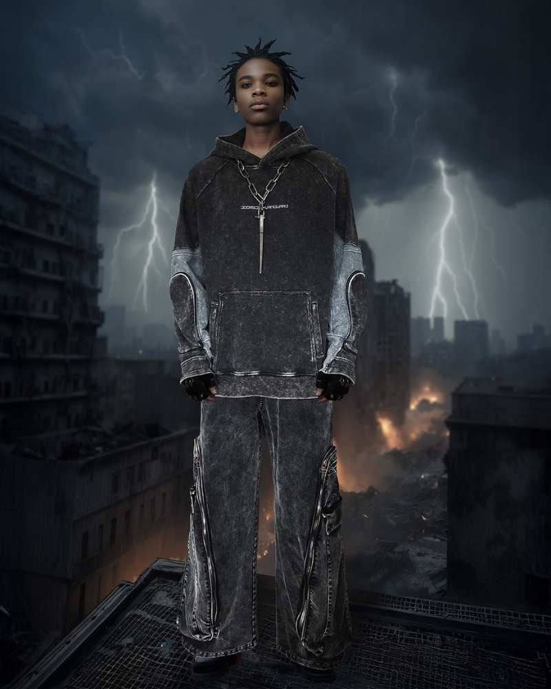 Post-Apocalyptic Tactical Pocket Washed Hoodie