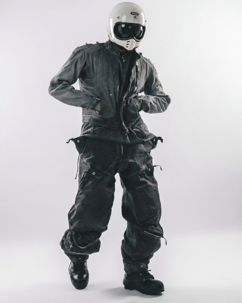 Post-Apocalyptic Washed 3D Panel Multi-Pocket Cargo Pants