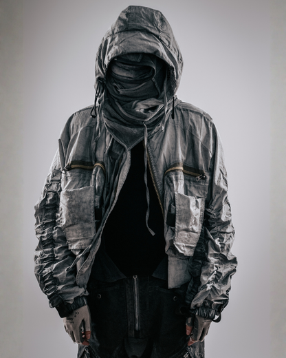 Post-Apocalyptic Cropped Techwear Hooded Jacket