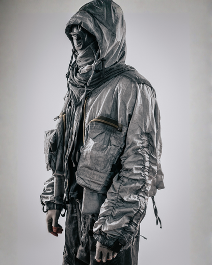 Post-Apocalyptic Cropped Techwear Hooded Jacket
