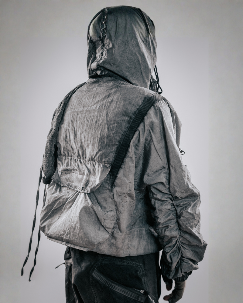 Post-Apocalyptic Cropped Techwear Hooded Jacket