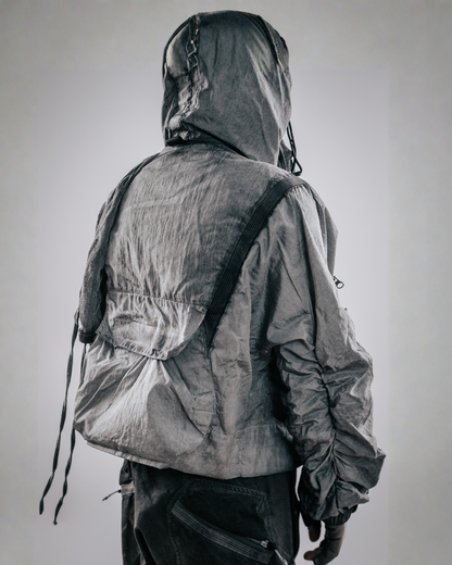 Post-Apocalyptic Cropped Techwear Hooded Jacket