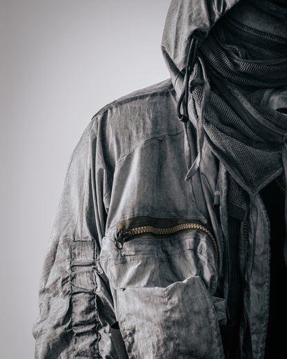 Post-Apocalyptic Cropped Techwear Hooded Jacket