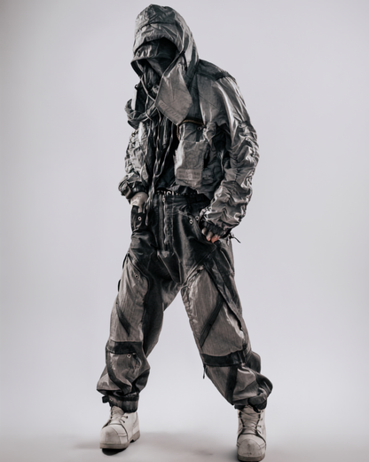 Post-Apocalyptic Cropped Techwear Hooded Jacket