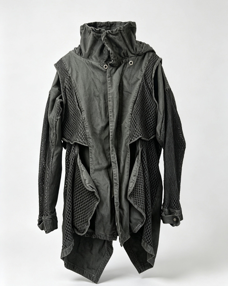 Post-Apocalyptic Darkwear Reversible Distressed Spliced Coat